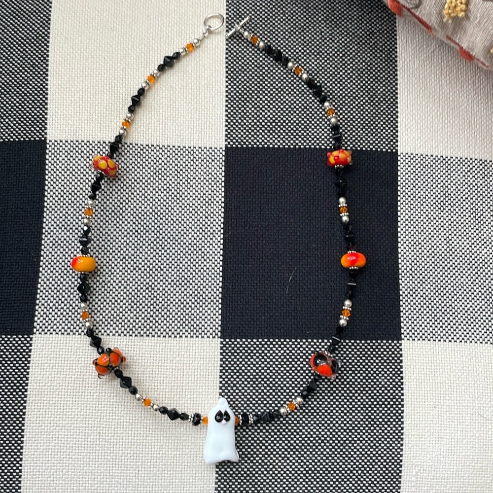Halloween lamp work beads and Swarovski Crystal necklace